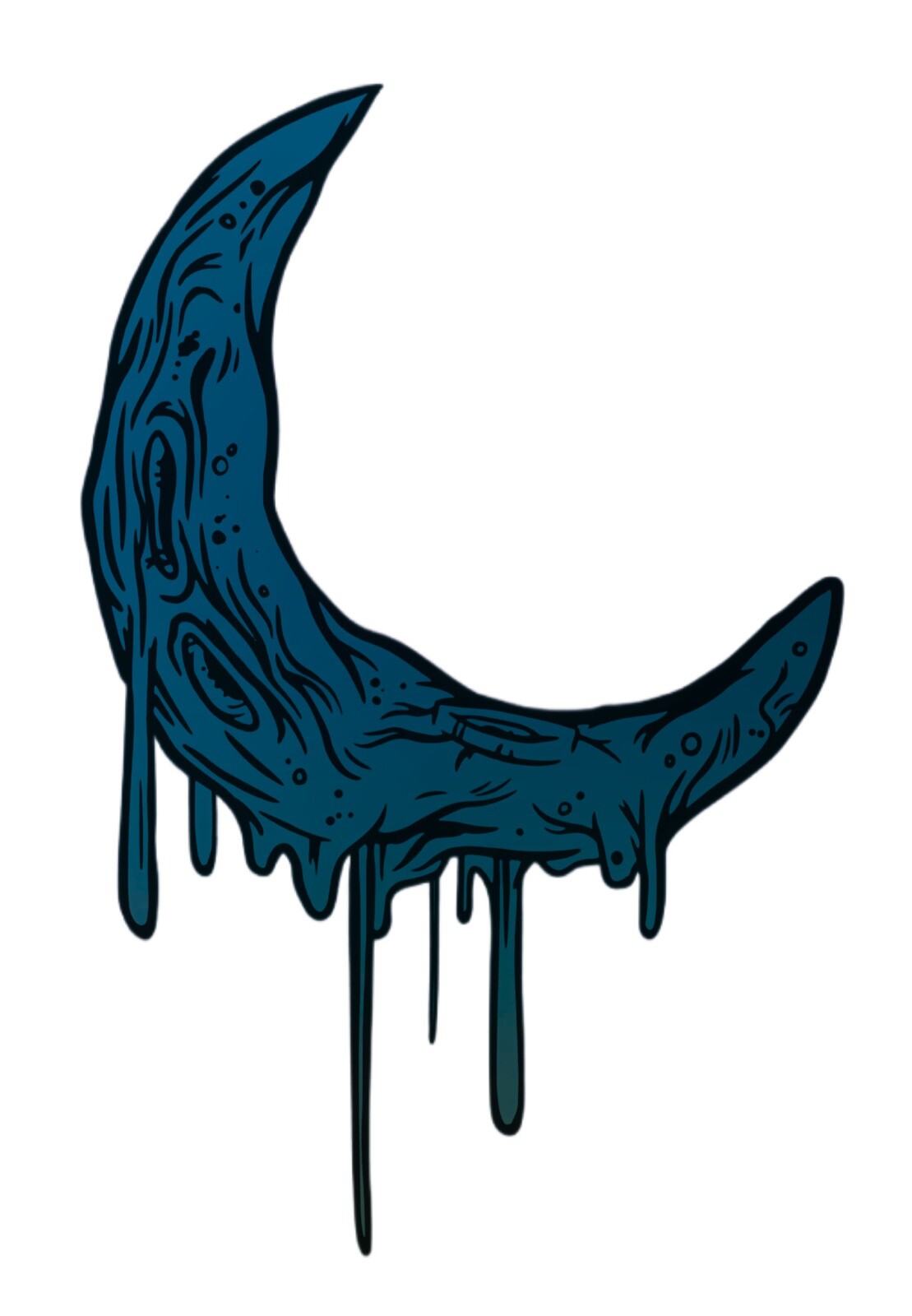 3” Melting Moon Sticker Dripping Melt Trippy Psychedelic Blue Space Galaxy