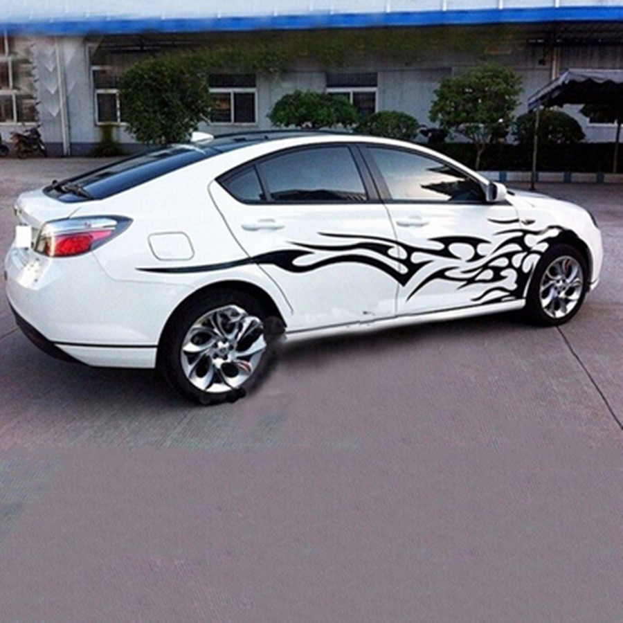 Car Body Side Flame Graphics Stripes Sticker Vinyl Decal DIY Decoration 1 Pair