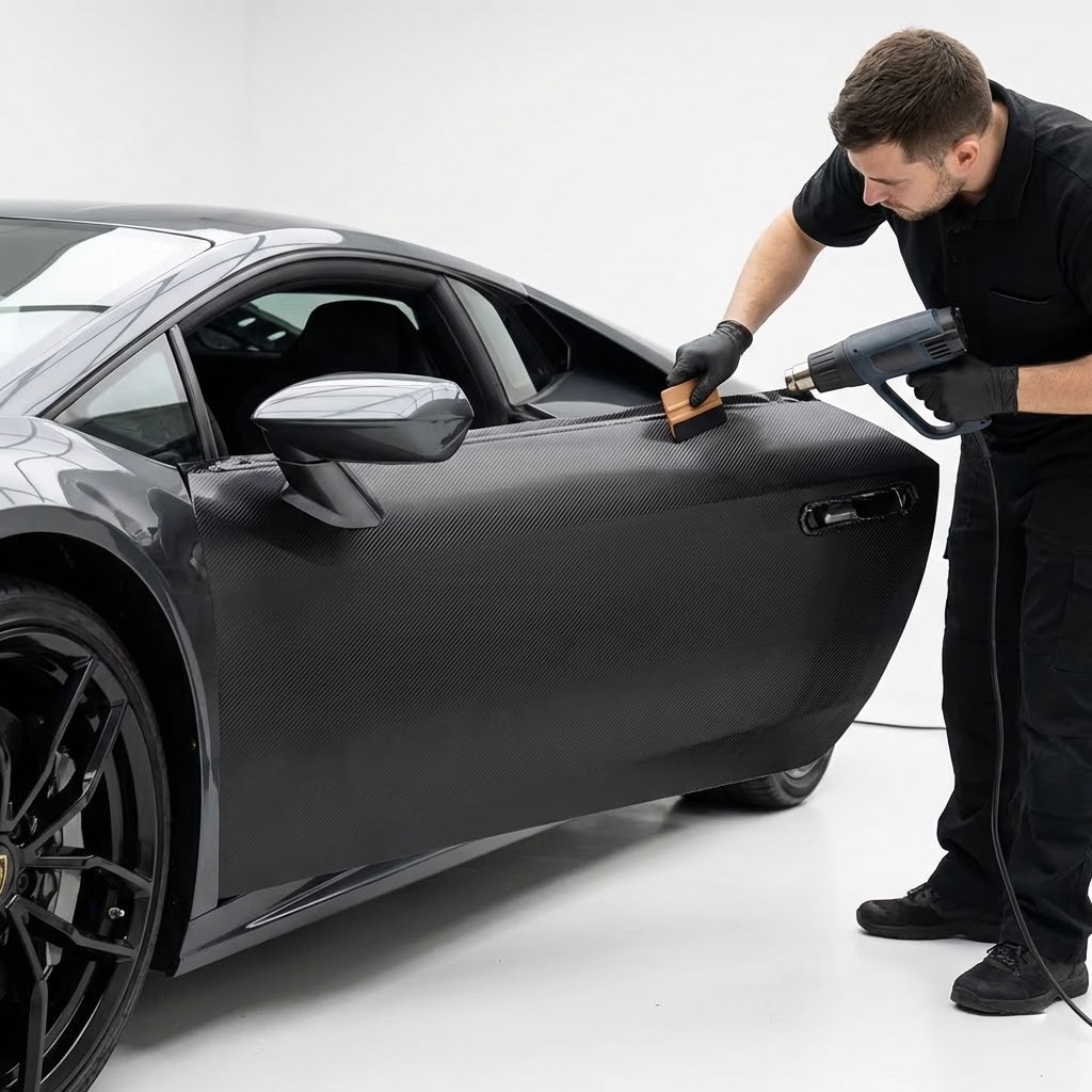 Premium 4D Gloss Carbon Fiber Vinyl Wrap Film Sticker Bubble Free Air Release