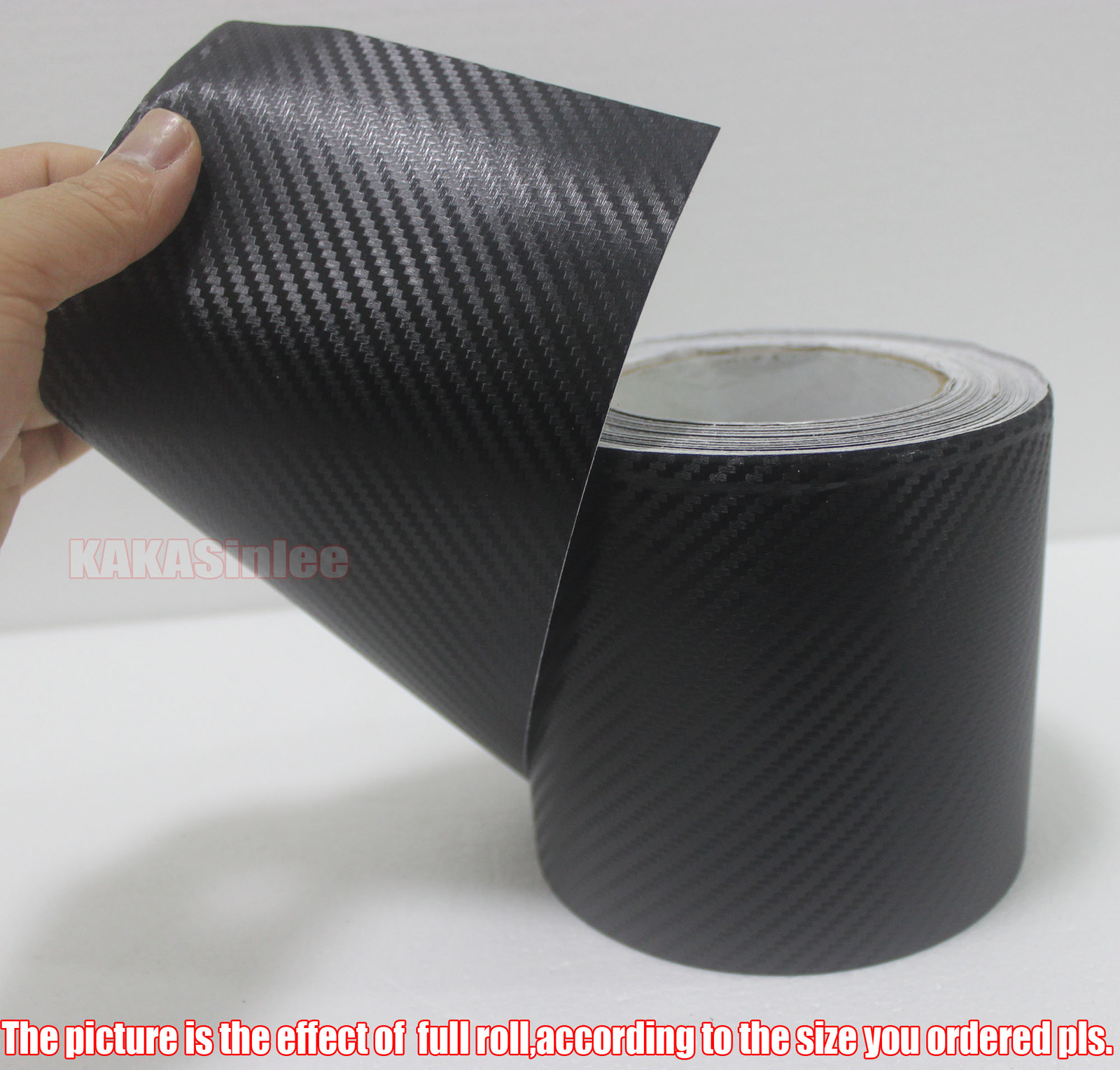 4″ Wide / Stretch Black 3D Carbon Fiber Texture Vinyl Tape Wrap Sticker Film HD