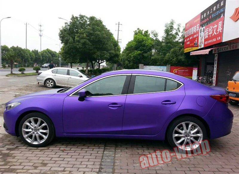 Purple Flexible Whole Car Wrap Satin Matte Chrome Vinyl Upgrade Metal Sticker AX