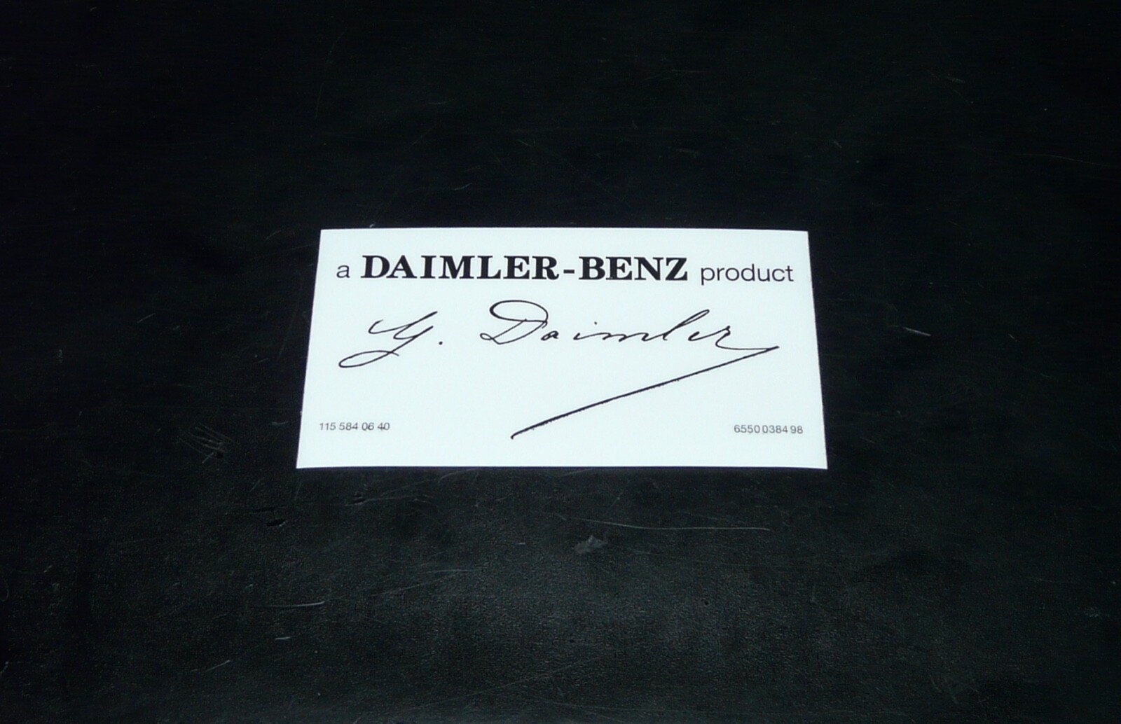 Windshield Sticker “a DAIMLER-BENZ product ” with Gottlieb Daimler’s signature