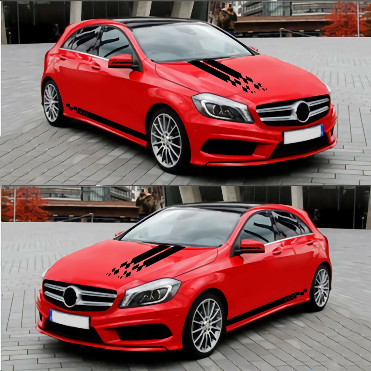 5Pcs Car Side Body Vinyl Decal Sticker Sports Racing Stripe Hood Mirror Decals