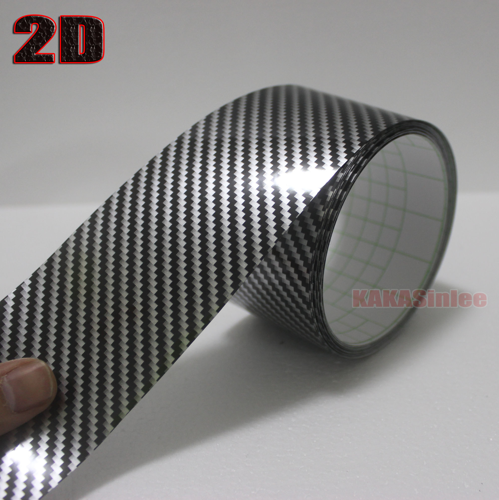 Decors Black 2D Glossy Texture Carbon Fiber Vinyl Car Tape Wrap Film Sticker HD
