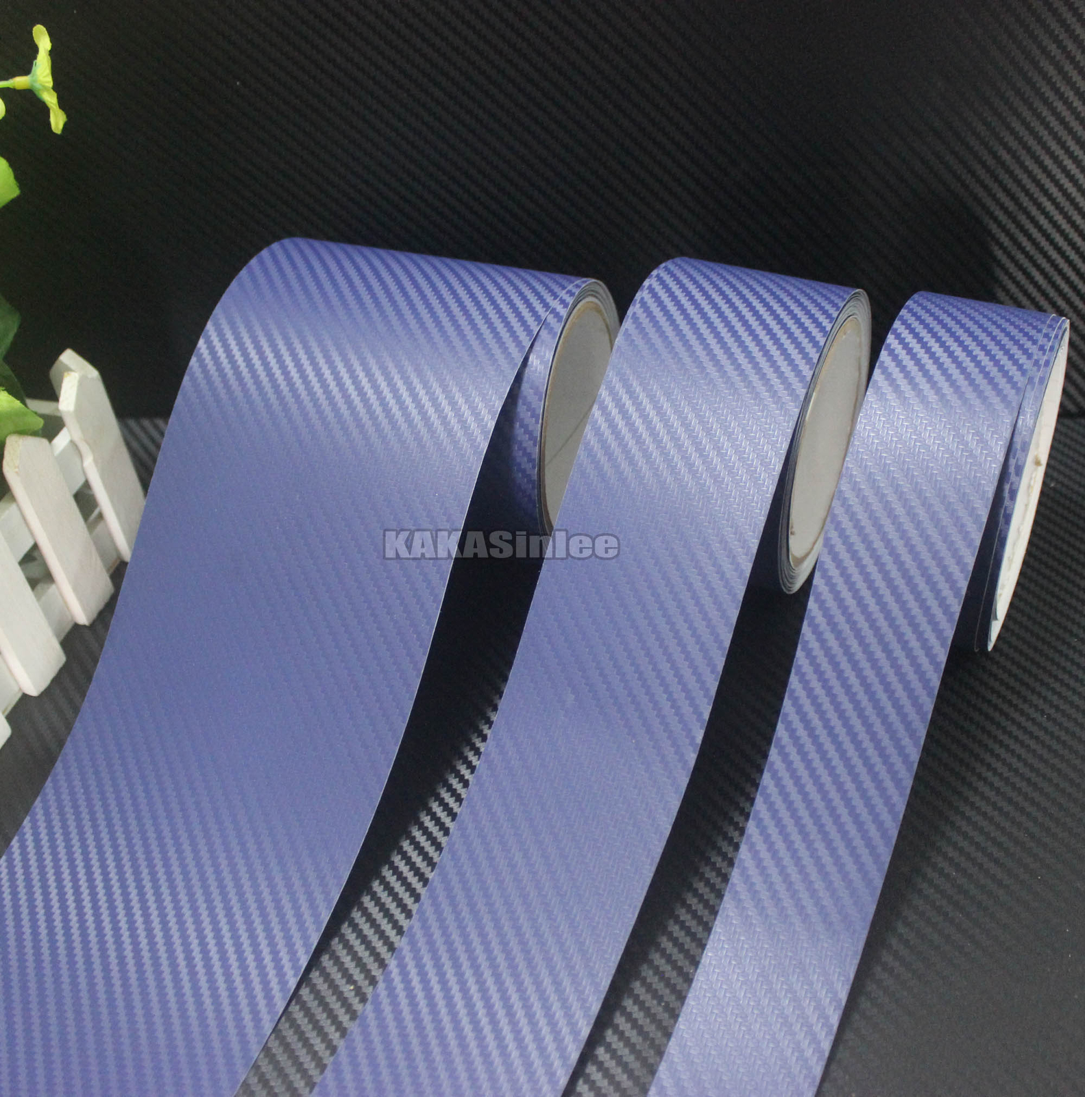 Multi-function Dark Blue 3D Texture Carbon Fiber Vinyl Tape Wrap Film Sticker CF