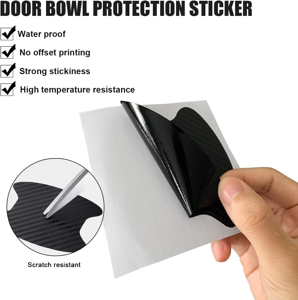 Self-Adhesive Carbon Fiber Door Handle Cup Stickers – 4pcs for Most Cars