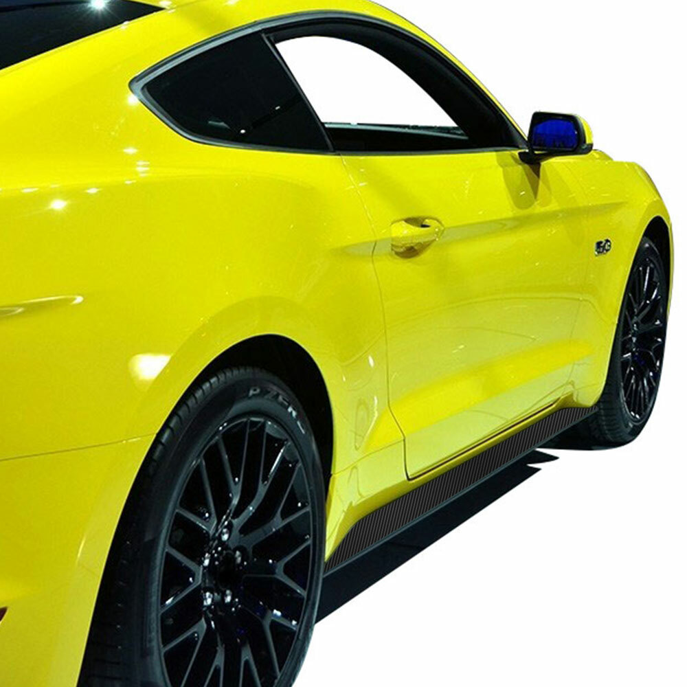 Carbon Fiber Texture Car Side Skirt Stripes Decals Stickers for Ford Mustang