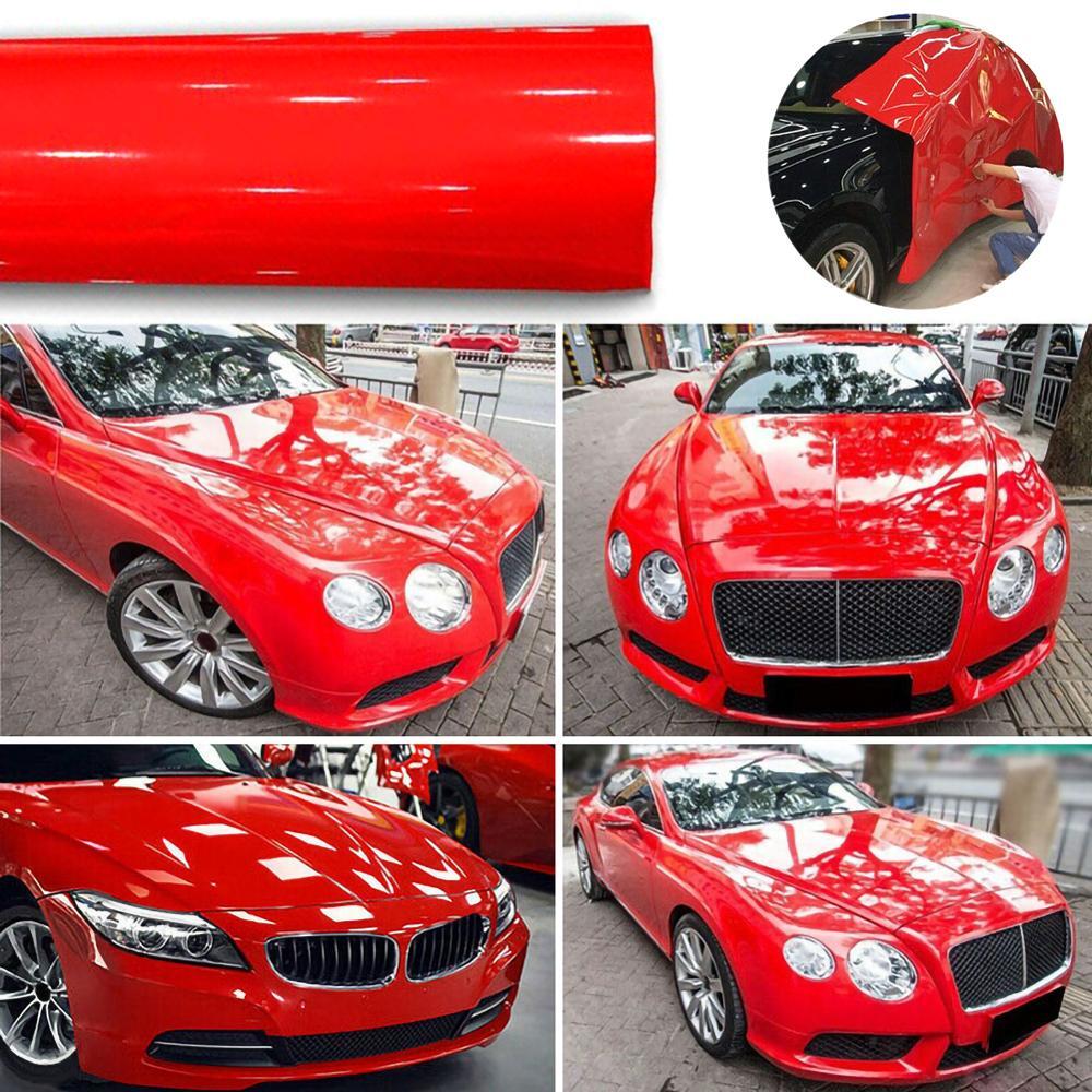 High Gloss Glossy Red Vinyl Film Wrap Sticker Decal DIY Bubble Free Air Release