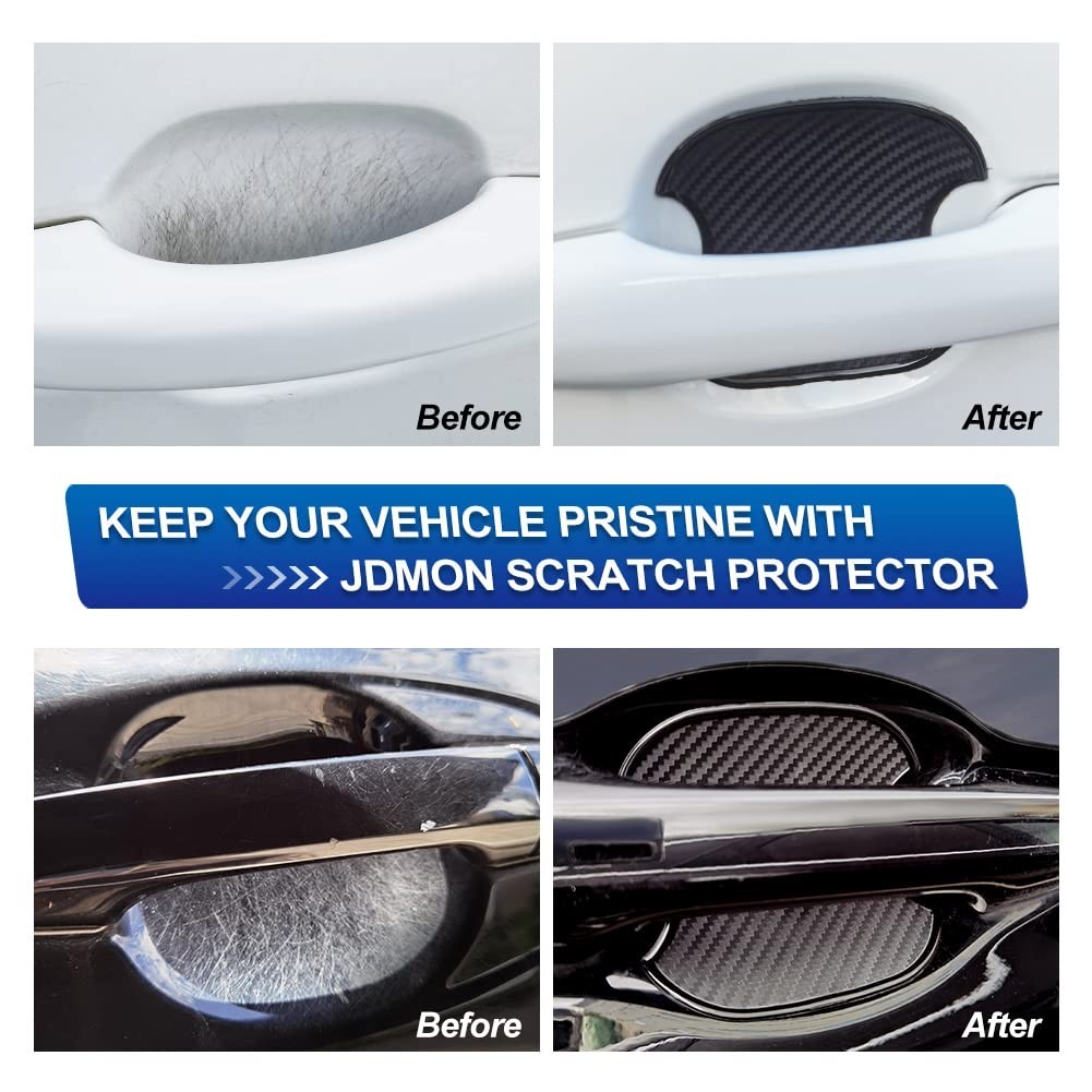 Universal Car Door Handle Scratch Protector – 4Pcs TPU Carbon Fiber 3D Stickers