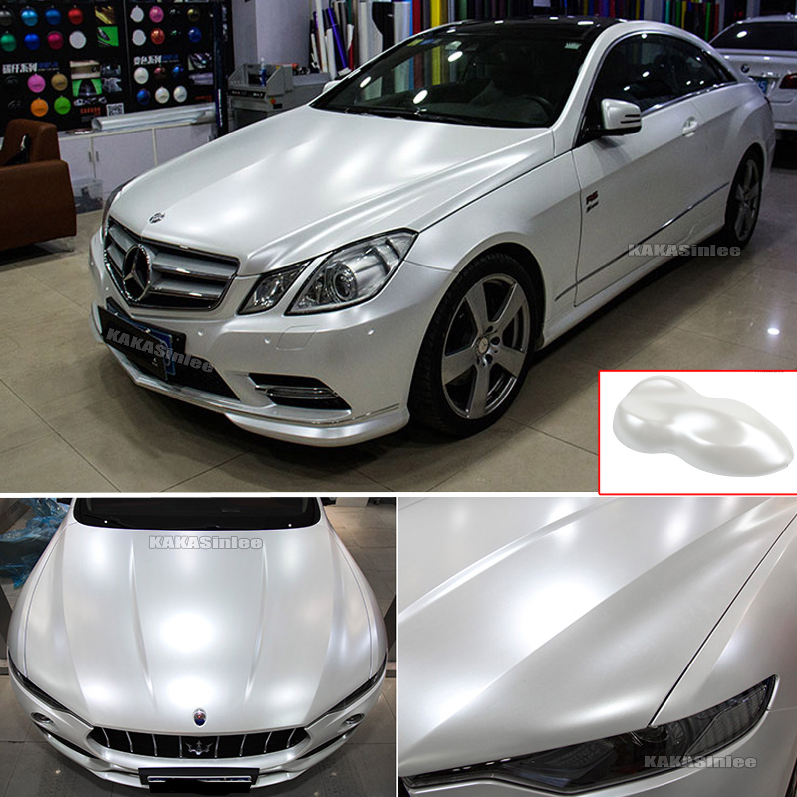 Flexible Pearl Metal Car Wrap Sticker Glitter Satin Chrome Vinyl Decal White US