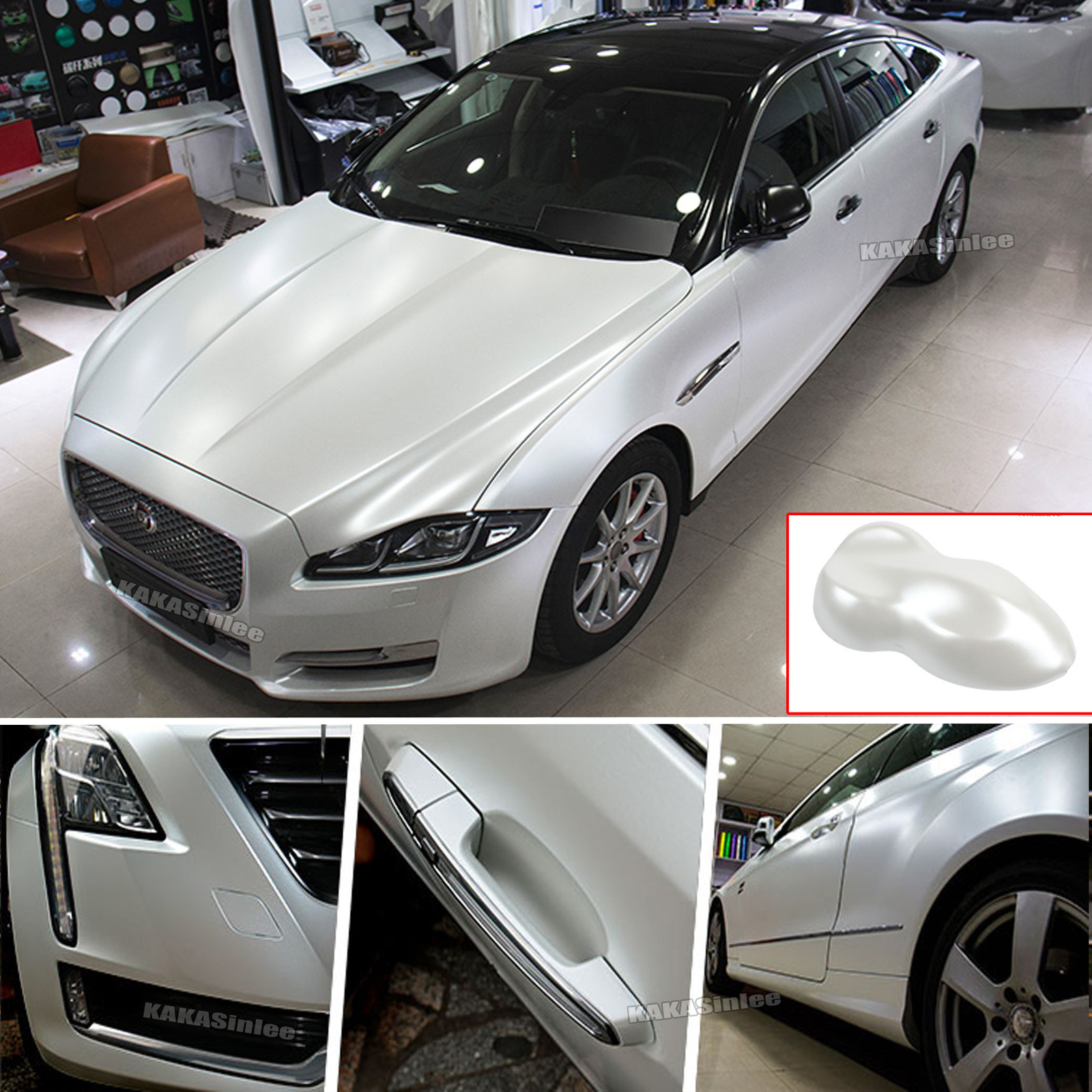 50FT X 5FT Full Car Wrap White Pearl Metal Matte Satin Chrome Vinyl Sticker HDUS