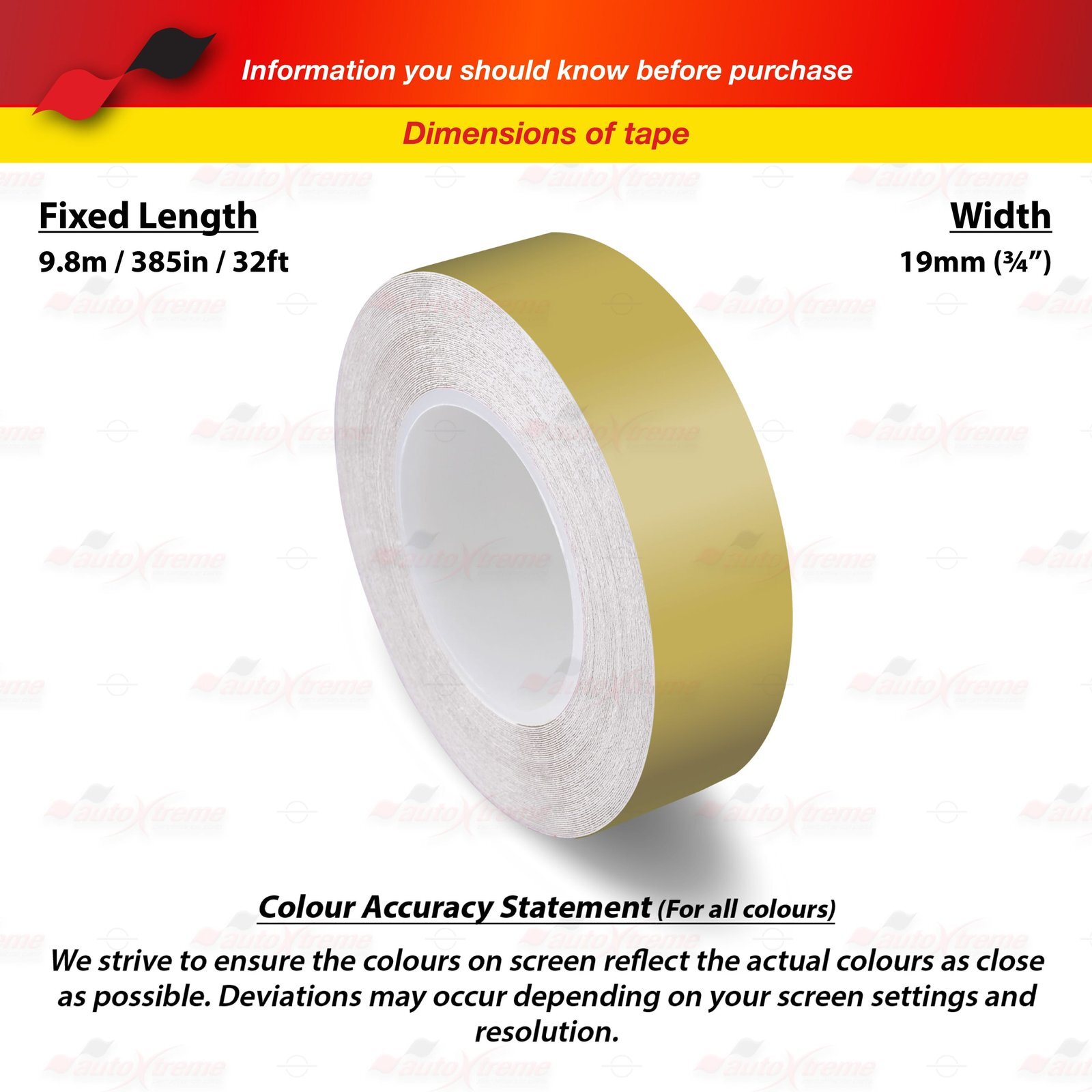 3/4″ 19mm PinStriping Pin Stripe Tape Car Styling Decal Vinyl Sticker MATTE GOLD