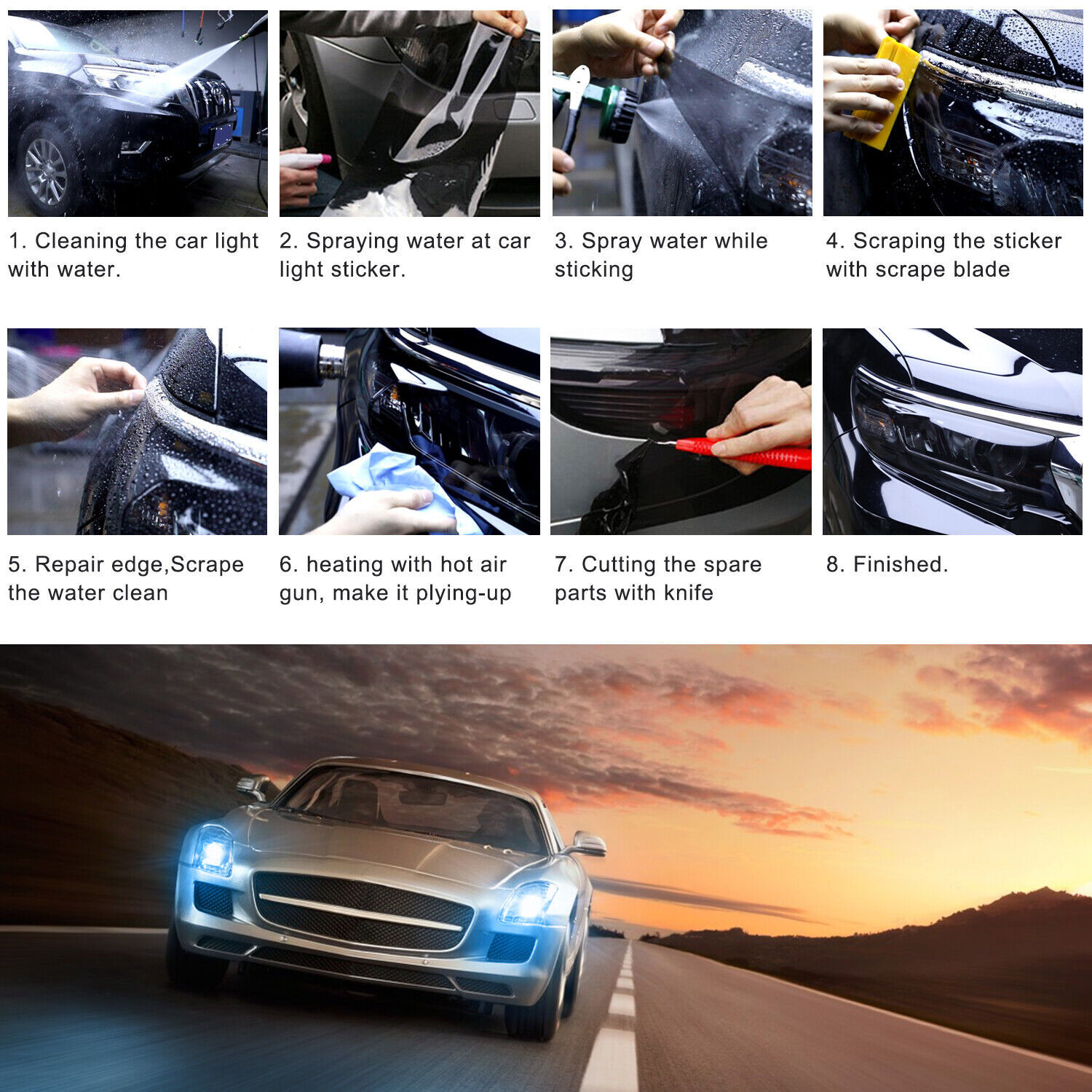 Car Motorcycle Clear Protection Film Headlight Taillight Sider Marker Vinyl Wrap