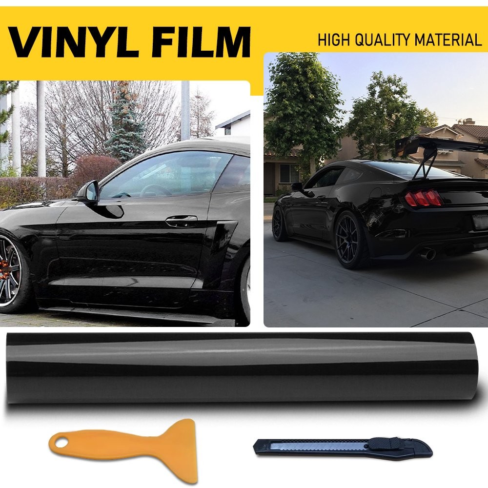 Gloss Vinyl Automotive Wrap Black 1-10X For Film Roll Sticker Wrap 59IN x11.8IN