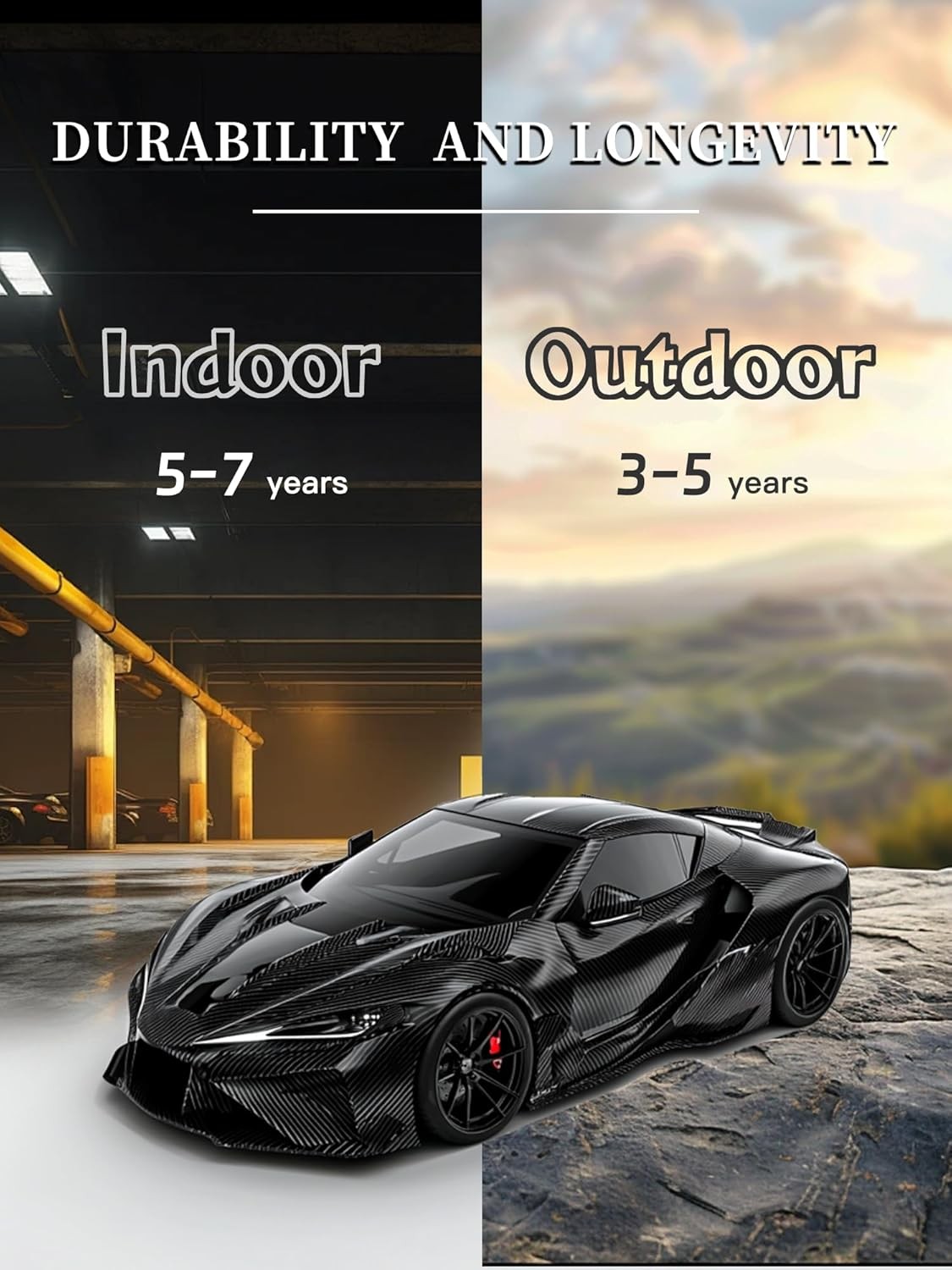 12″ x 60″ Black Carbon Fiber Vinyl Film Car Sticks 3D Bubble Free Air Release