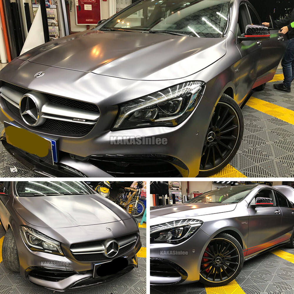 Flexible Car Pearl Metal Flat Glitter Satin Chrome Vinyl Wrap Sticker Z Grey US