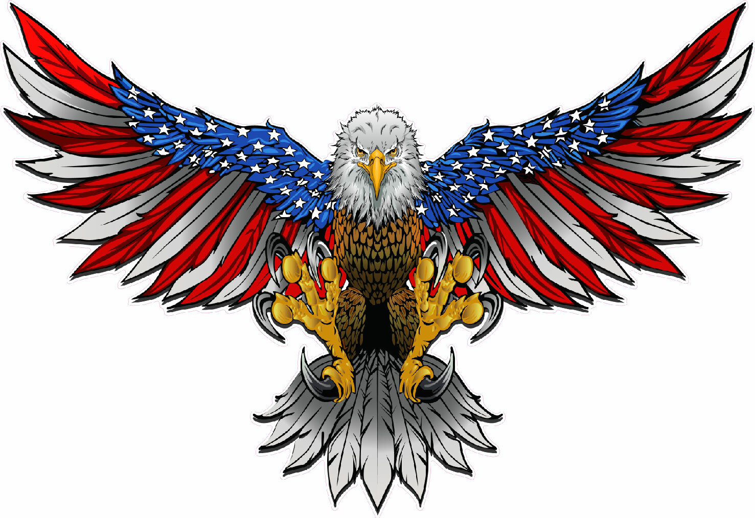 American Flag Attack Bald Eagle Wings Decal Large 36″ in size