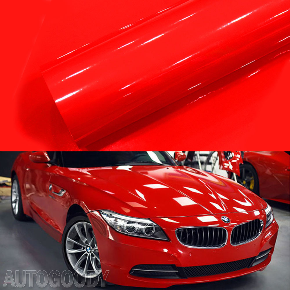 12″ x 60″ Super Gloss Red Vinyl Film Wrap Sticker Air Bubble Free 1ft x 5ft