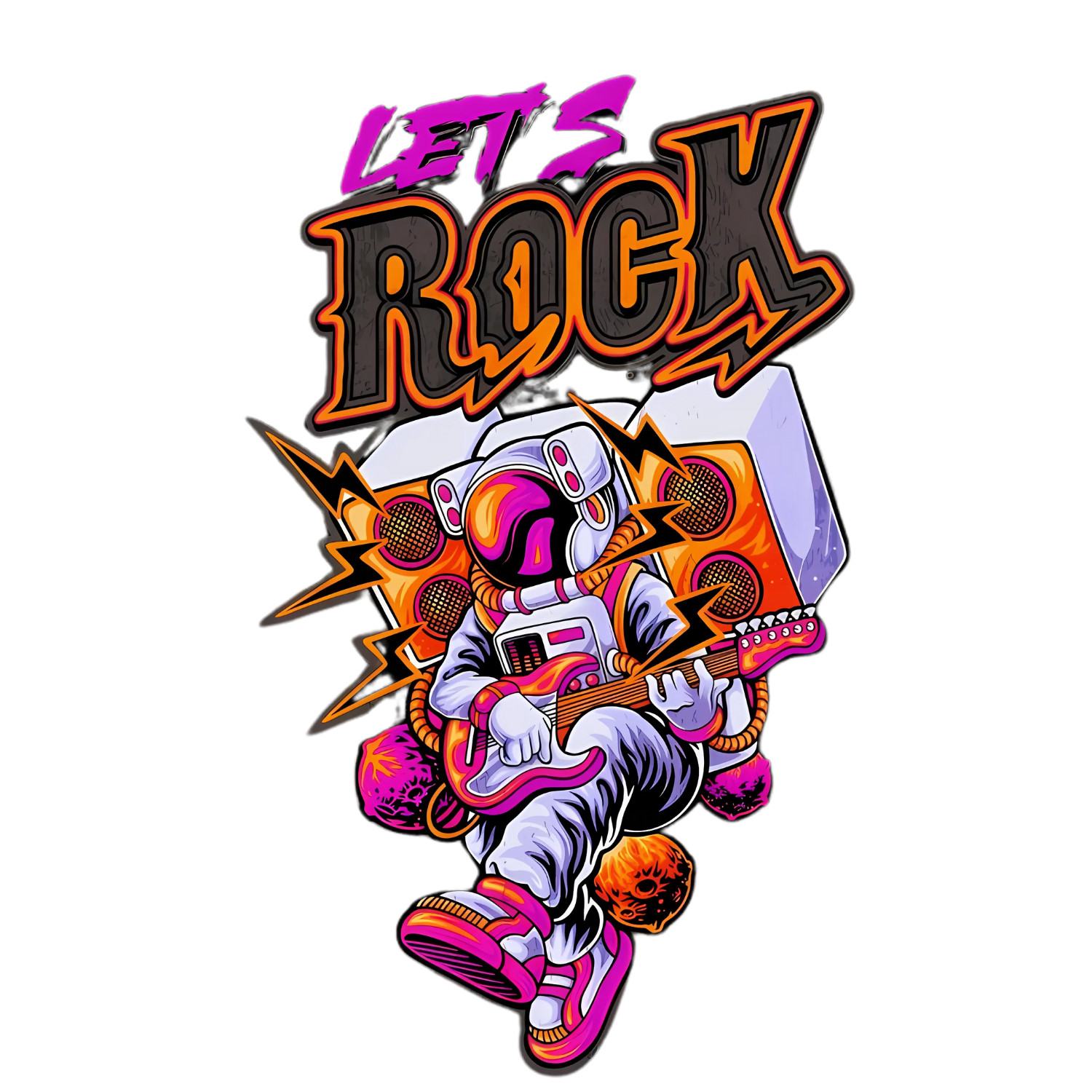 Guitar Astronaut Skate Sticker (3 Inch) Street Art Urban Hip Hop Grunge Color