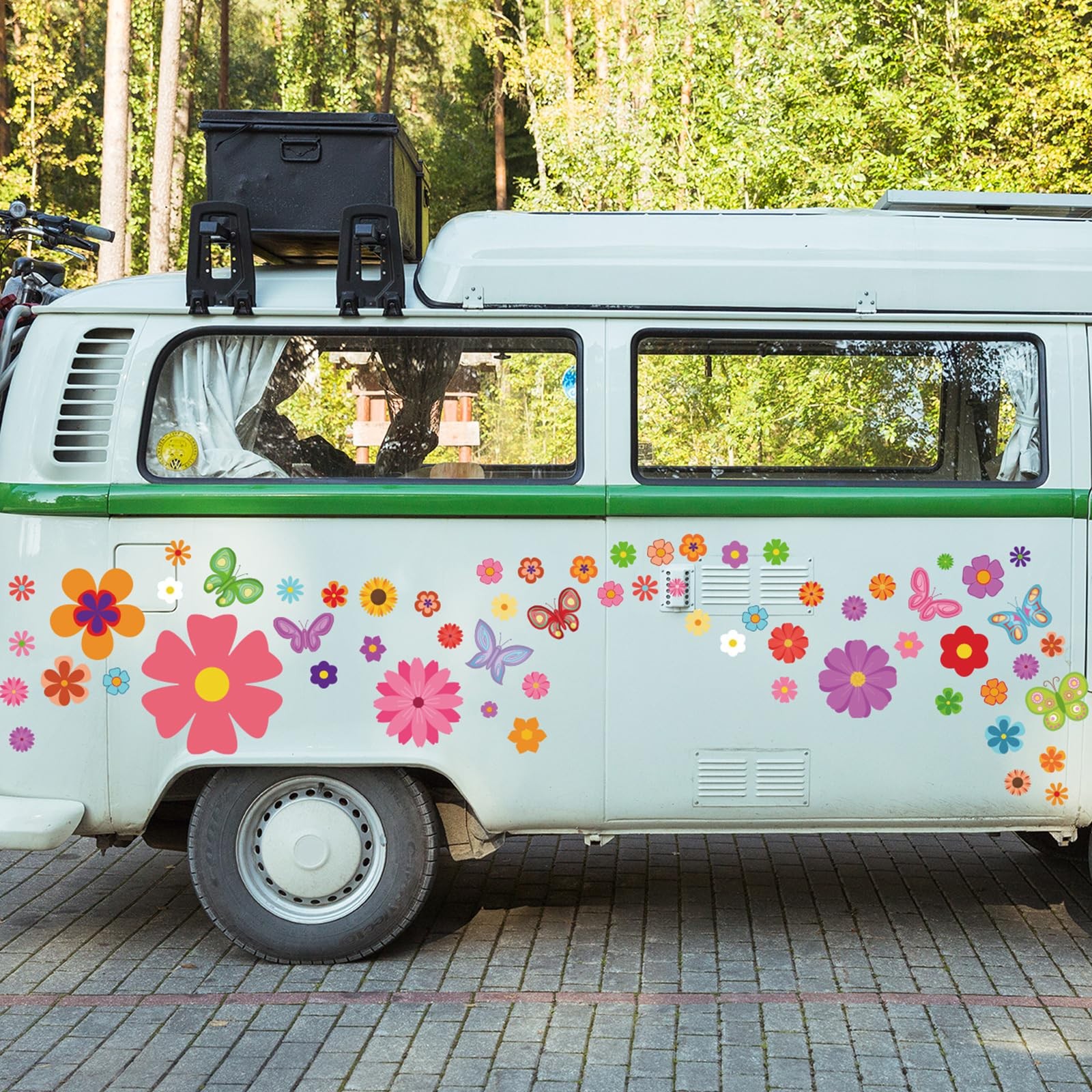Fuutreo 12 Sheets Daisy Stickers 130 Pcs Flower Car Mix Style, Bright Color