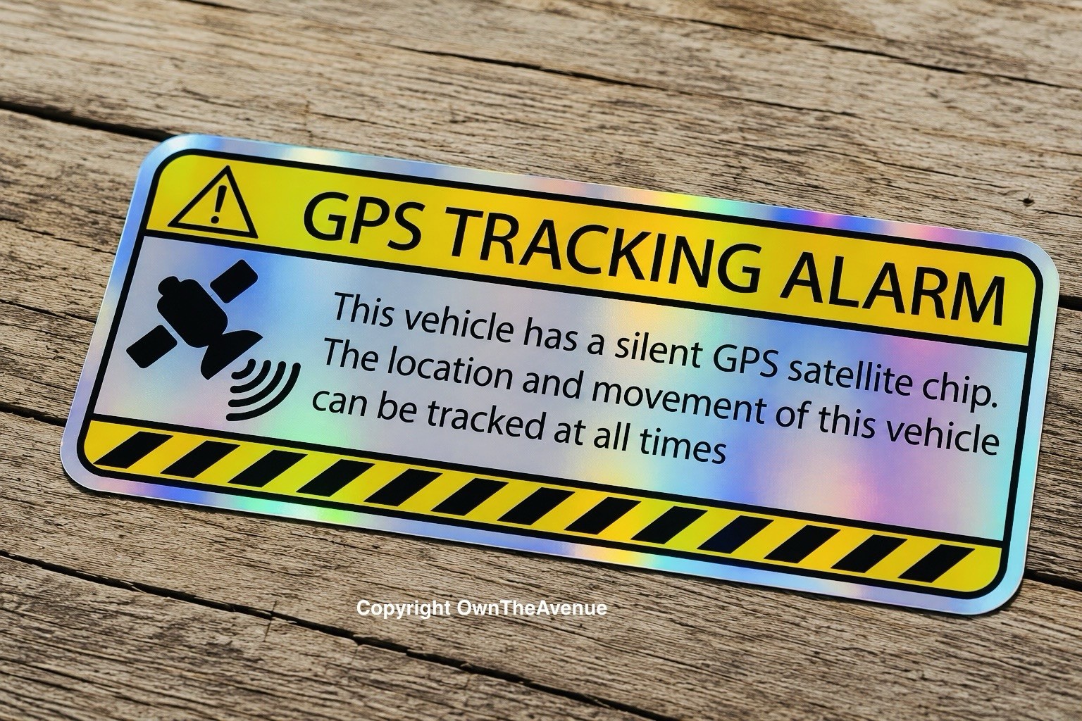 Warning GPS Tracking Alarm Decal Anti-Theft Holographic Vinyl Sticker For Car 5”