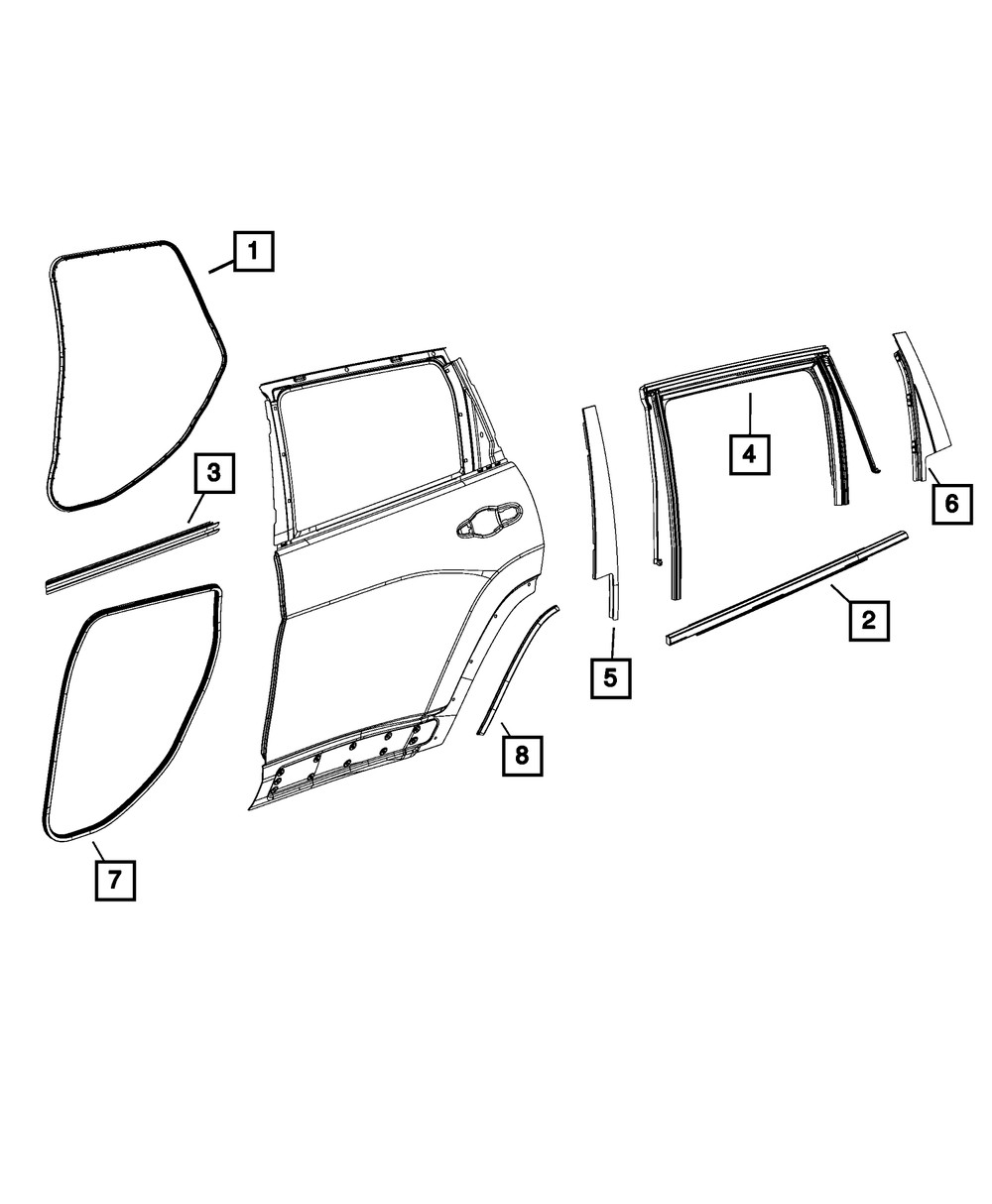 C Pillar Applique, Left – Mopar 68102579AE, 2014-2023 Jeep Cherokee, Genuine OEM