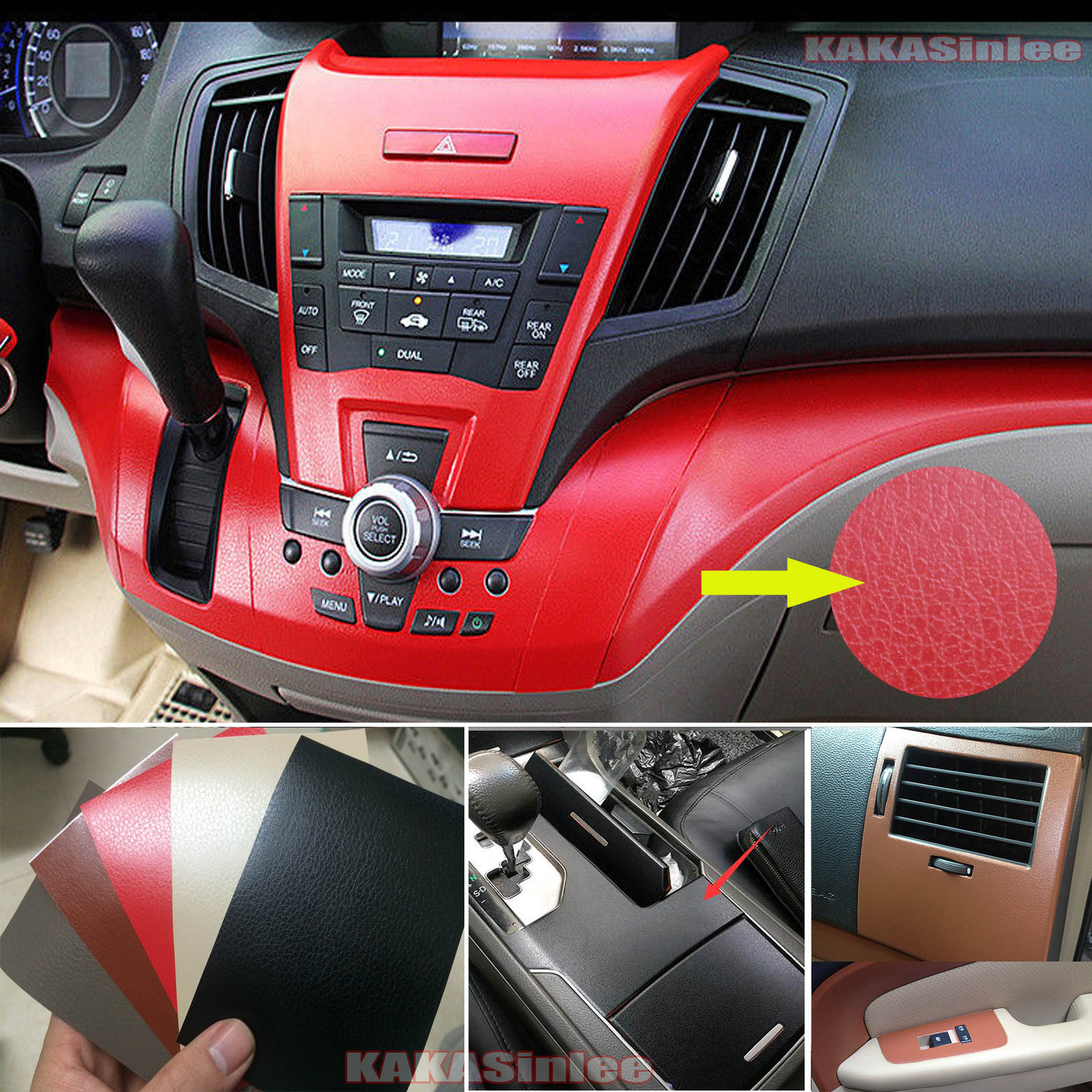 12″ x 60″ Car 3D Leather Skin Textured Vinyl Wrap Sticker Stretchable Decal CF
