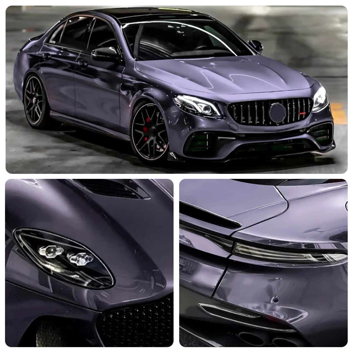 5FTx50FT PET High Gloss Metallic Greyish Rosemary Purple Automotive Vinyl Wrap
