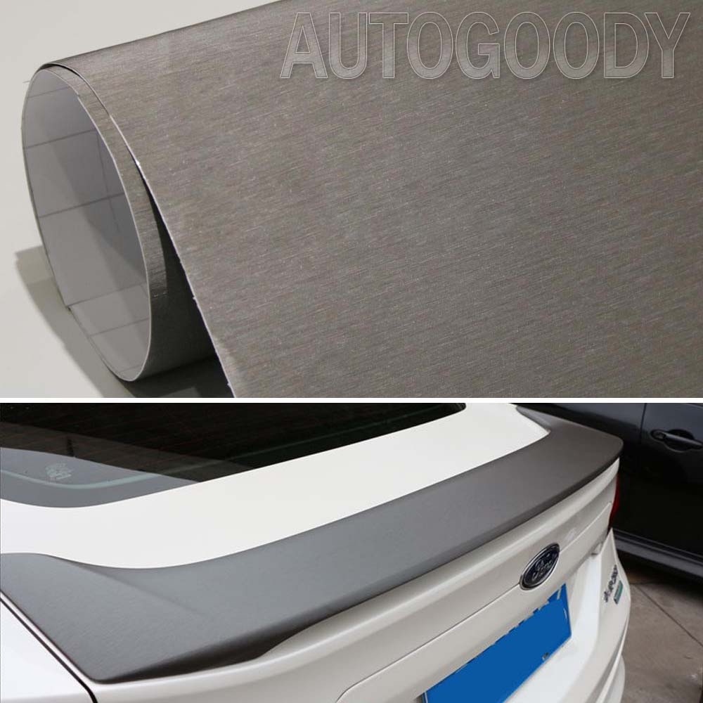 12″ x 60″ Gray Brushed Aluminum Vinyl Film Wrap Sticker Decal Air Bubble Free