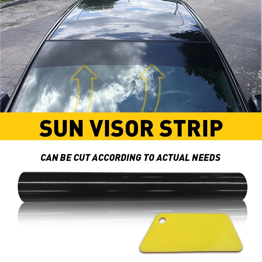 Universal Windshield Banner Gloss Black Vinyl Decal Sun Visor Strip 60″x10″