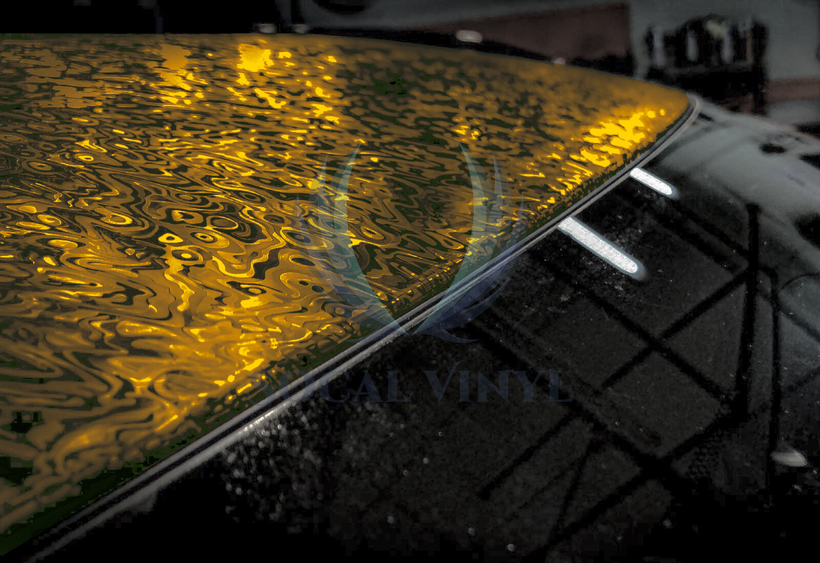 PET Damascus Steel Forged Carbon Fiber Bond Gold Car Vinyl Wrap Decal Sticker