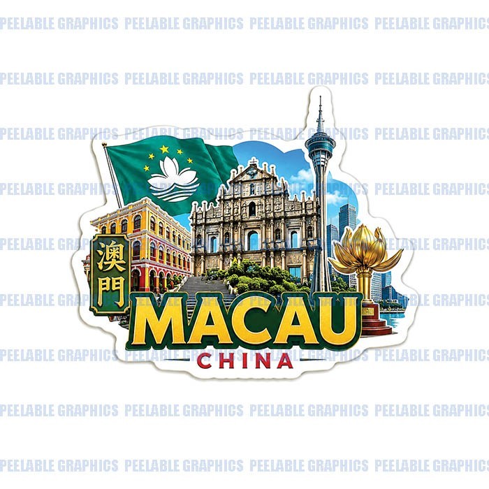 Macau China Vinyl Decal Sticker Travel Country Souvenir Flag B