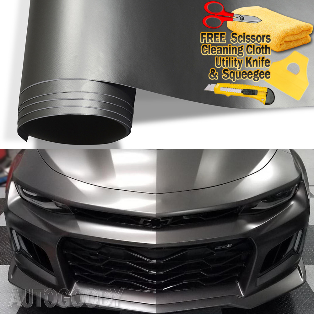240″x60″ Satin Matte Chrome Dark Gray Vinyl Film Wrap Air Bubble Free 20ft x 5ft