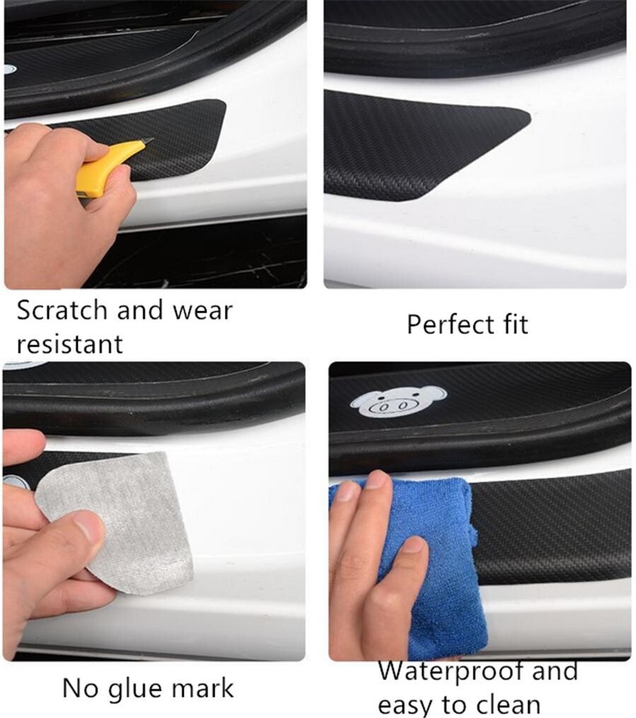 Car Rear Bumper Protector Strip Trunk Door Sill Cover Scratch Resistant Stickers