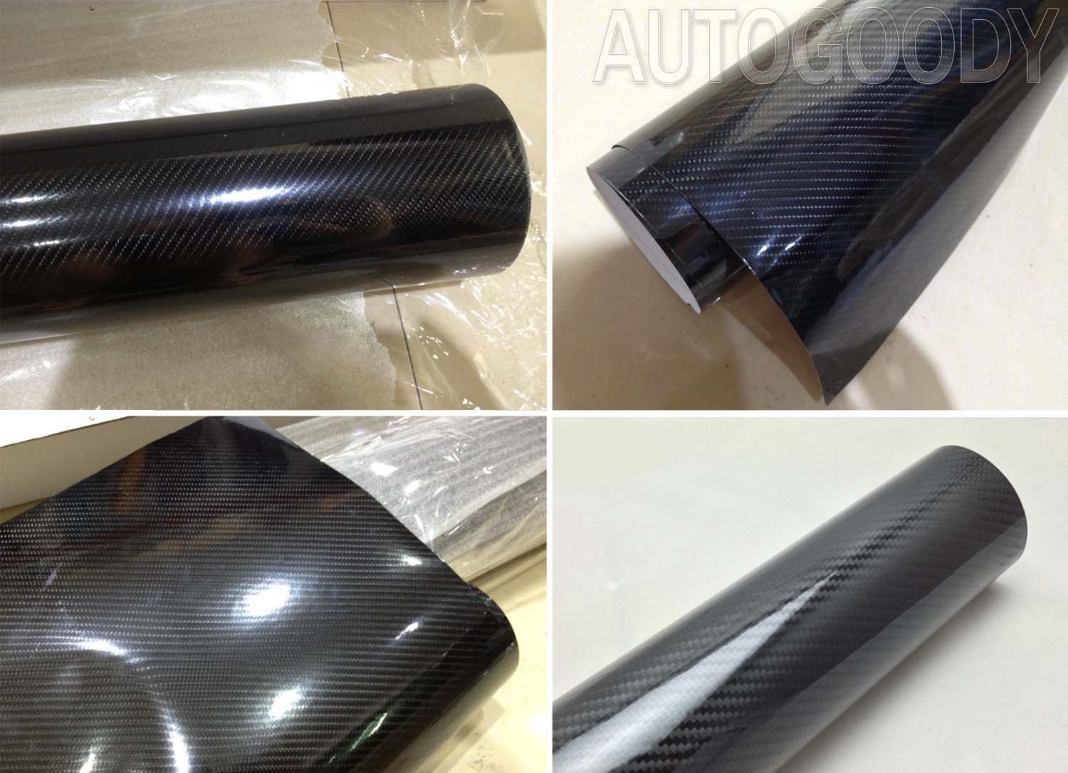 108″ x 60″ HIGH GLOSS 5D Black Carbon Fiber Vinyl Wrap Bubble Free 9ft x 5ft 6D