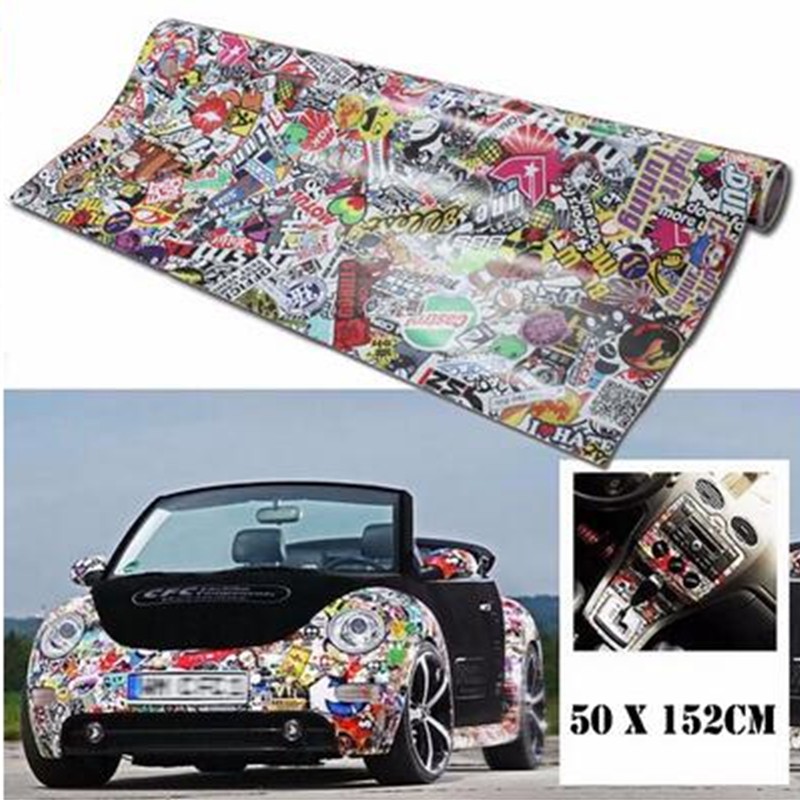 Car Sticker Bomb Wrap Sheet Decal Cartoon Panda Graffiti Vinyl Self-Adhesive DIY