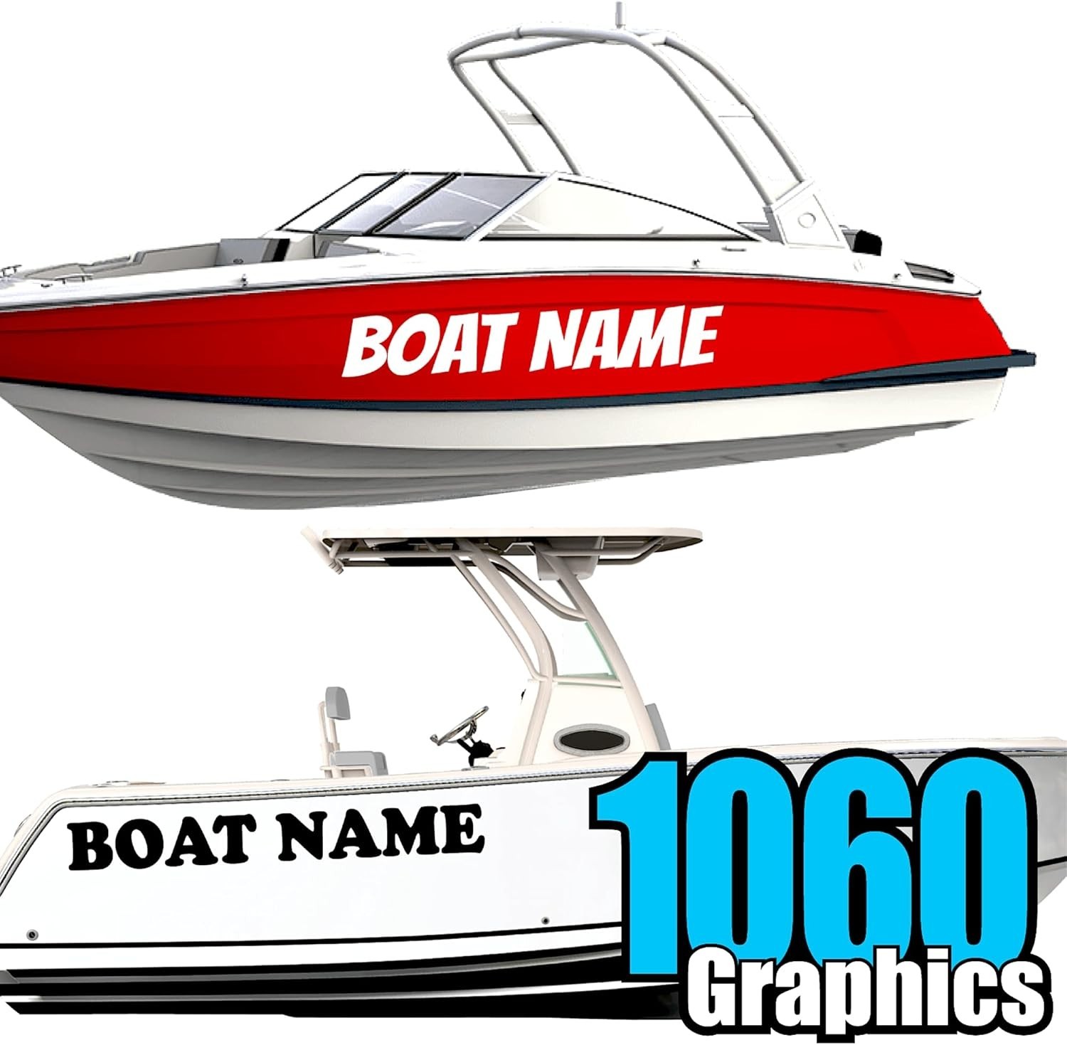 Custom Vinyl Boat Numbers & Letters Two Decals Marine Lettering Stickers