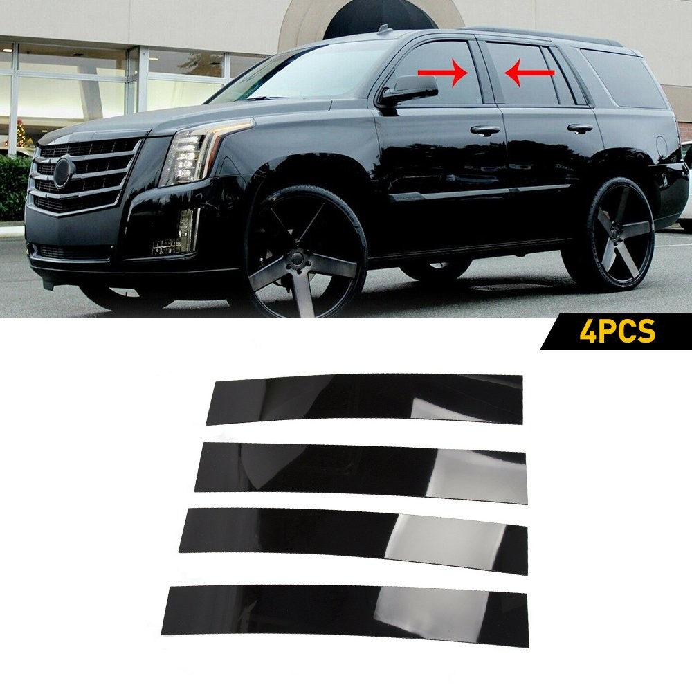 4/8x Gloss Black Pillar Post for Cadillac Escalade 07-14 Door Trim Piano Cover A