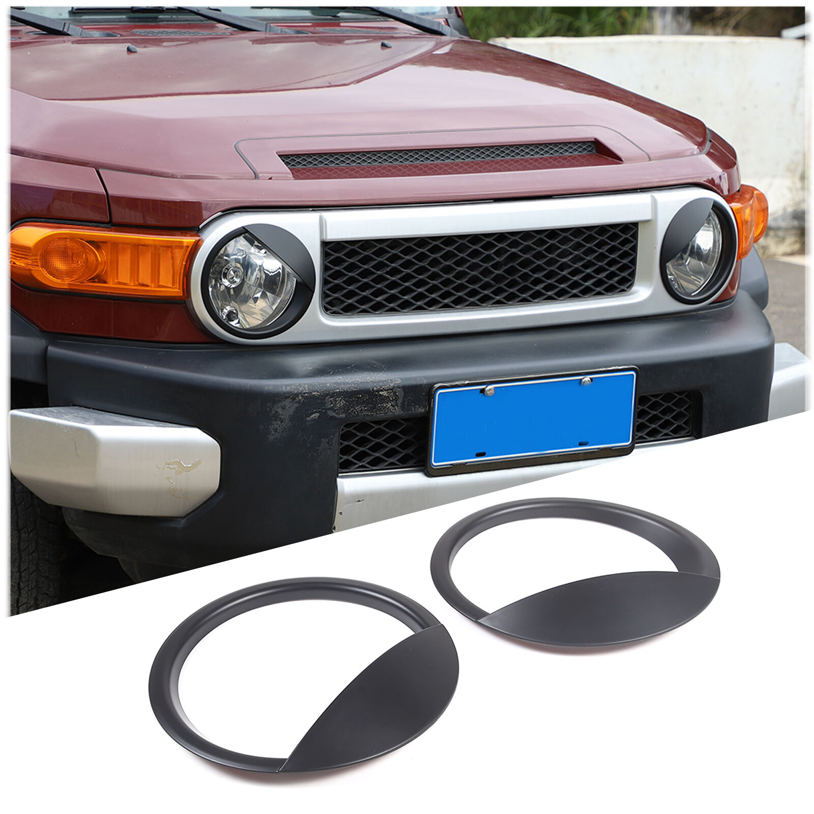 2PCS Matte Black ABS Angry Eyes Headlight Cover For Toyota FJ Cruiser 2007-2021