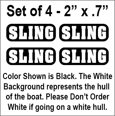 Set of 4 – 2.25″ x .8″ Sling Boat Decalss