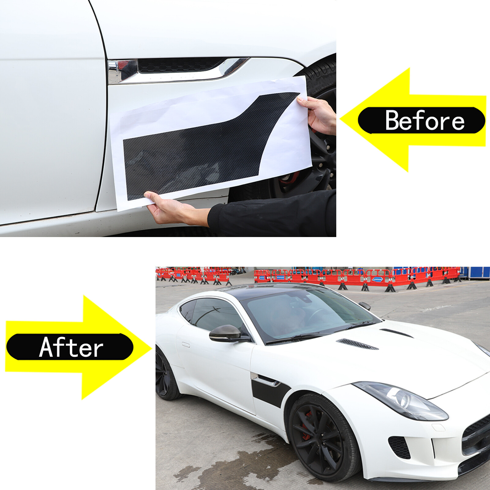 Carbon Fiber Texture Side Fender Graphic Accent Decal Fits Jaguar F-TYPE 13-20