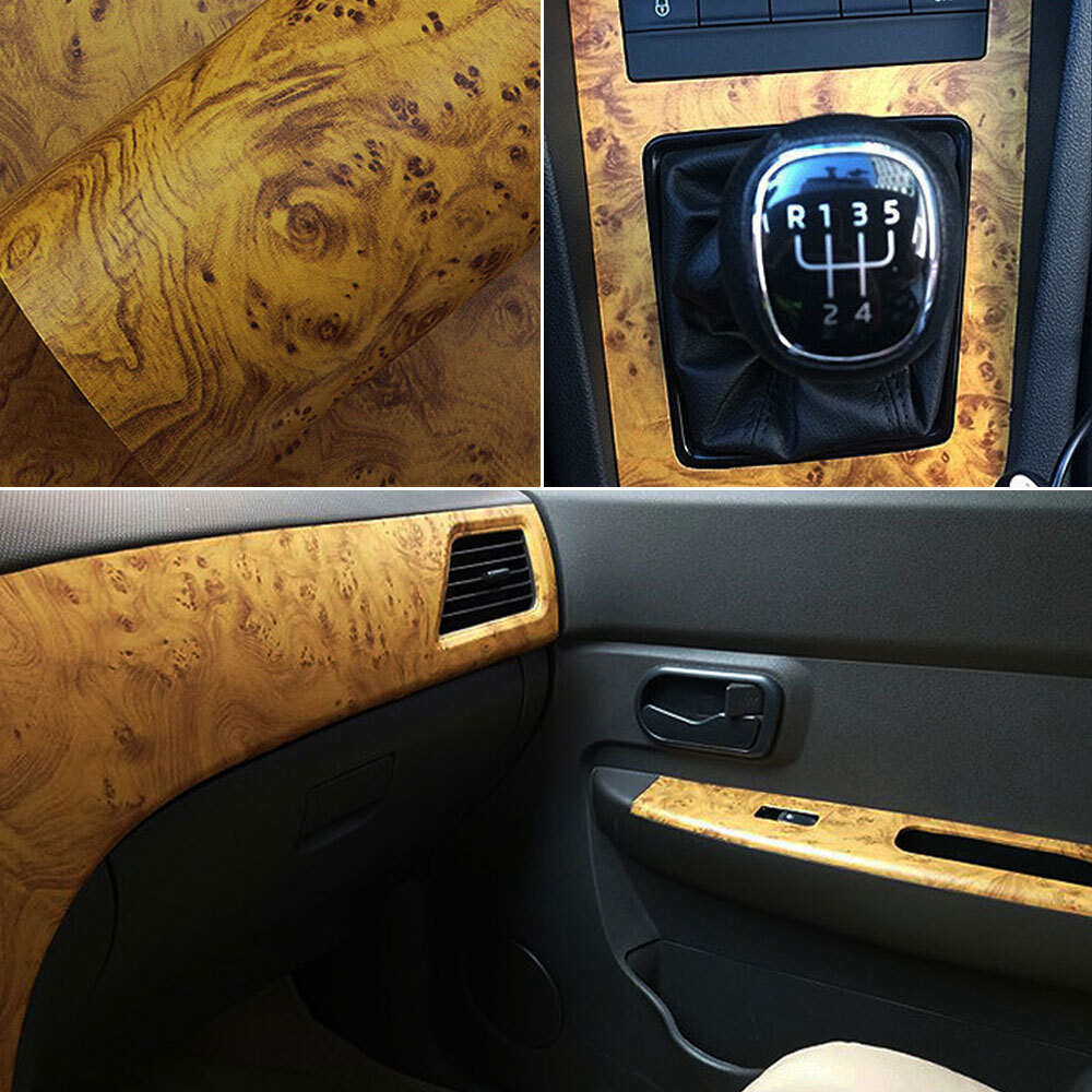 Matte Glossy Wood Grain Textured Vinyl Wrap Sticker Car Home Interior Decor DIY