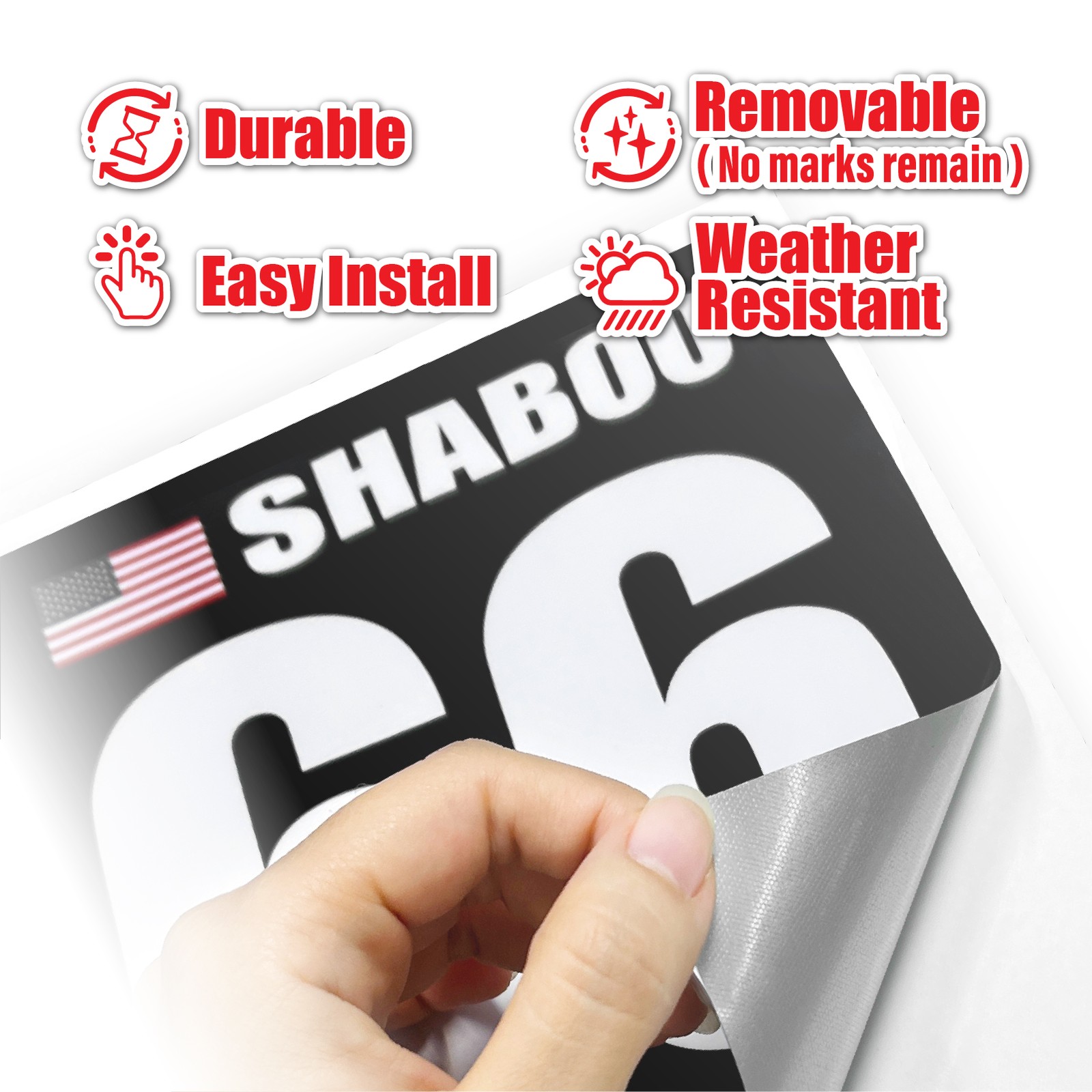 Custom Number Name Flag Make Model Glossy Matte Sticker Magnet Car Racing BK x2