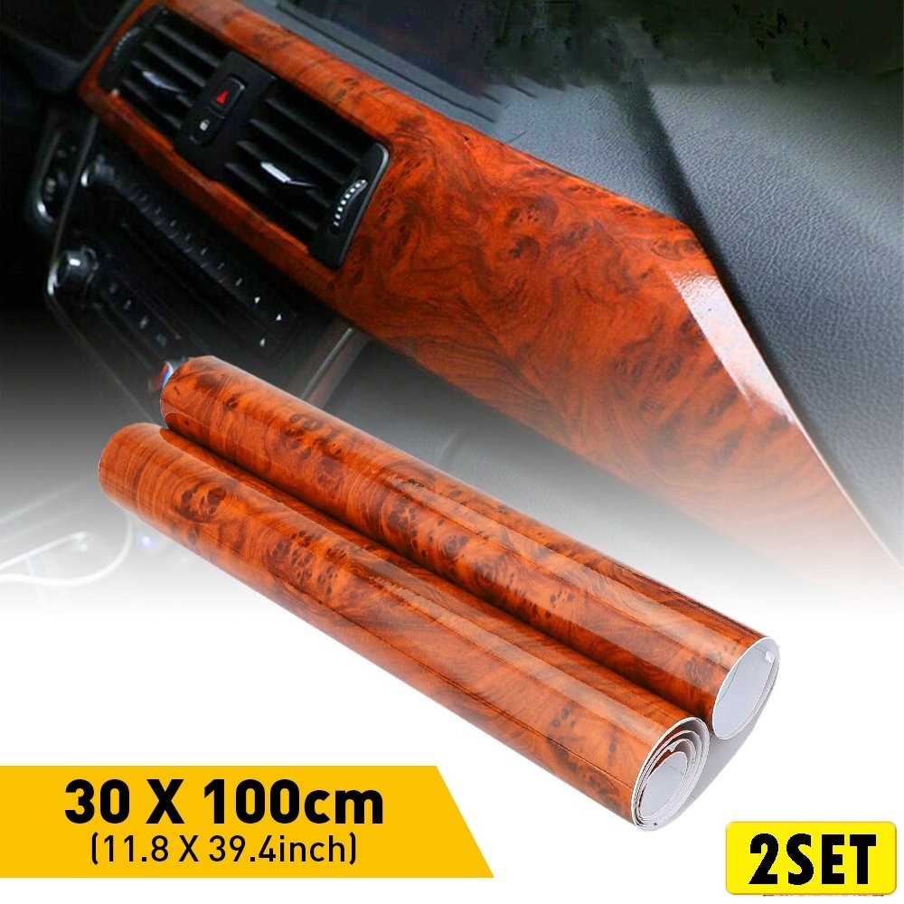 2Set DIY Matte Grain Wood Glossy Textured Vinyl Sticker Wrap Car Home Interior V