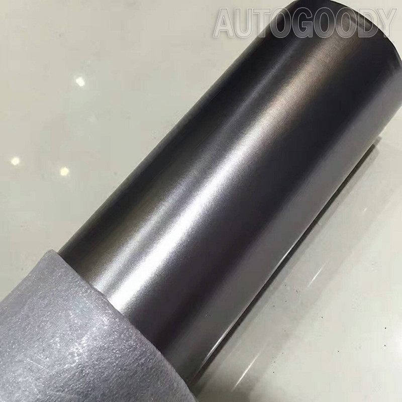 84″ x 60″ Satin Matte Chrome Metallic Dark Gray Vinyl Film Wrap Air Bubble Free