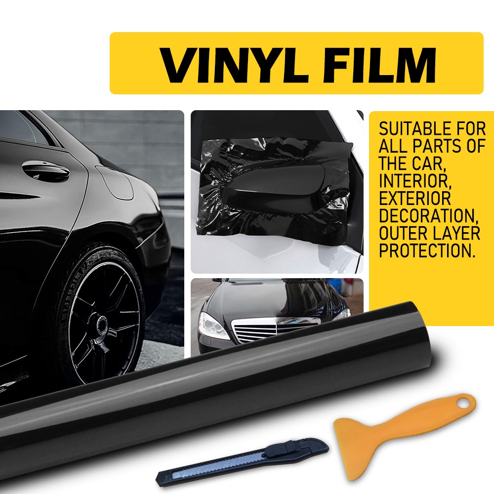 Gloss Vinyl Automotive Wrap Black 1-10X For Film Roll Sticker Wrap 59IN x11.8IN