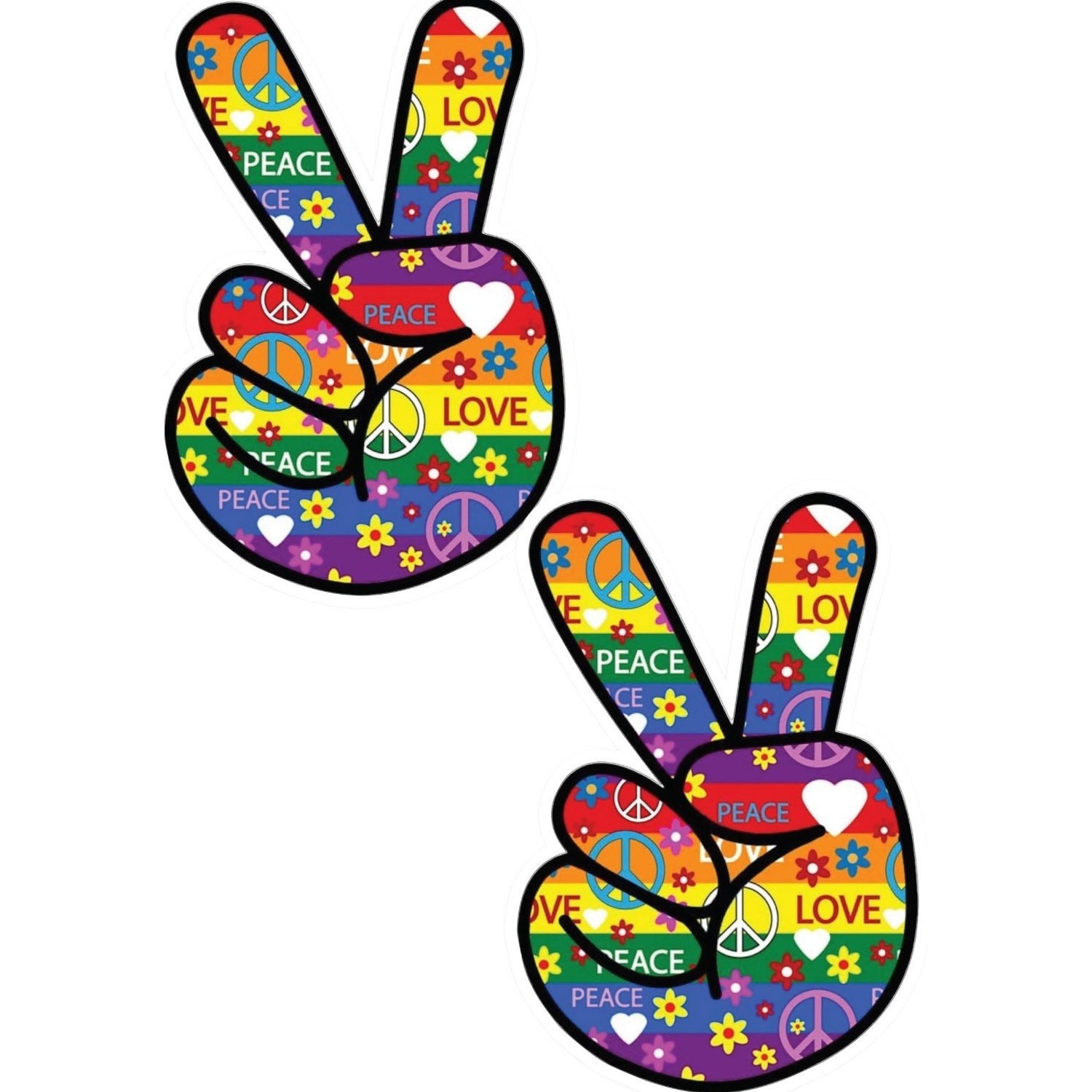 2× 2D Color Fingers Vinyl Decals – 7″x4.5″, Waterproof PVC Stickers