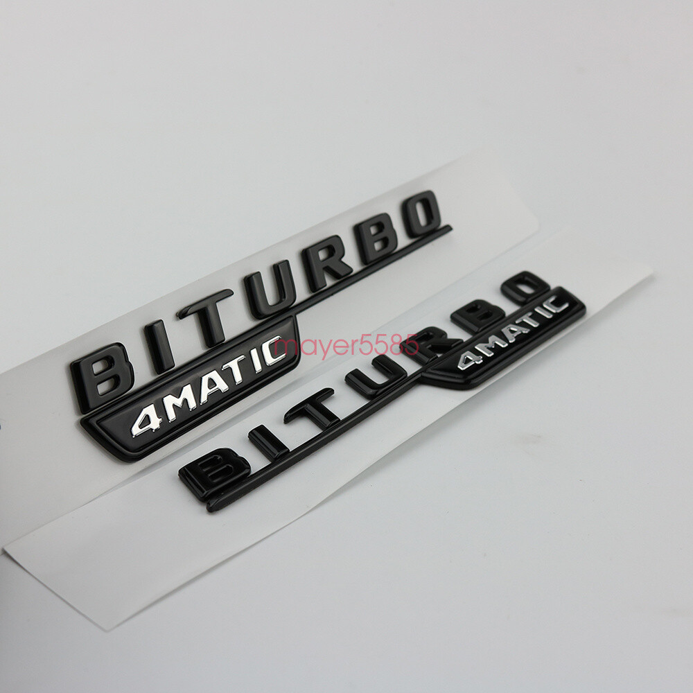 Matte black E43 AMG BITURBO 4 MATIC Trunk Emblem Badge Sticker for Mercedes Benz
