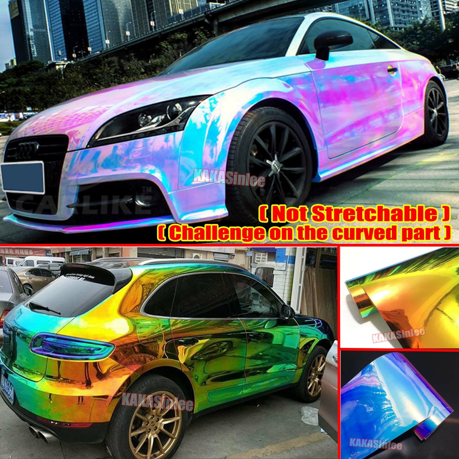 Holographic Car Metal Rainbow Mirror Chameleon Chrome Film Vinyl Wrap Sticker US