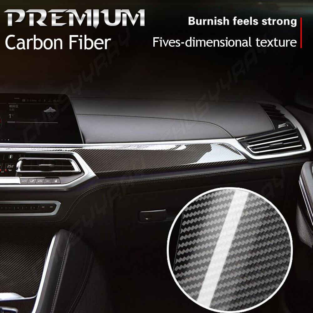 7D 12x 60″ Cool Car Glossy Carbon Fiber Texture Vinyl Wrap Sticker Film Black